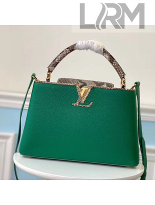 Louis Vuitton Capucines PM Python Top Handle Bag N95384 Green/Grey 2020