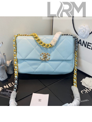Chanel Quilted Lambskin Chanel 19 Large Flap Bag AS1161 Baby Blue 2020 