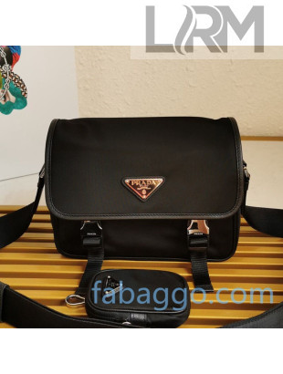 Prada Men's Nylon and Saffiano Leather Bag with Strap 2VD034 Black 02 2020