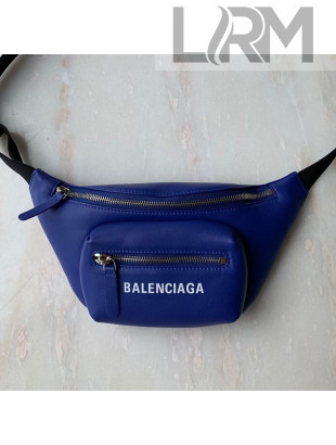 Balenciaga Logo Leather Mini Belt Bag Royal Blue 2019