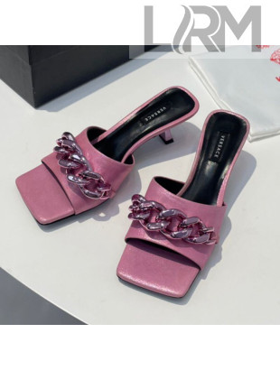 Versace Calfskin Chain Slide Sandals 6.5cm Pink 2021