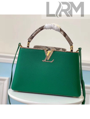 Louis Vuitton Capucines BB Python Top Handle Bag N95384 Green/Grey 2020