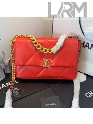 Chanel Quilted Lambskin Chanel 19 Large Flap Bag AS1161 Red 2020 