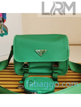 Prada Men's Nylon and Saffiano Leather Bag with Strap 2VD034 Green 2020