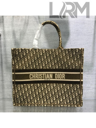 Dior Large Book Tote bag in Brown Oblique Embroidered Velvet 2020
