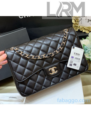 Chanel Grained Calfskin Large Classic Flap Bag A58600 Original Quality Black/Silver 02 2021