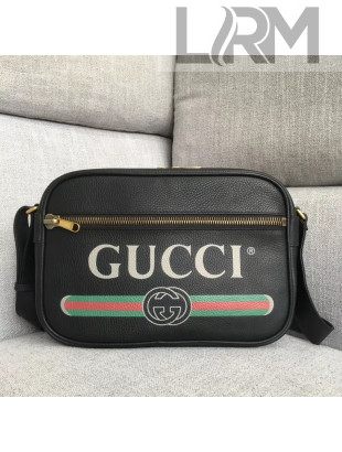 Gucci Leather Print Shoulder Bag 523589 Black 2018
