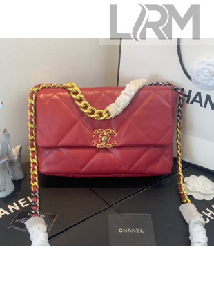 Chanel Quilted Lambskin Chanel 19 Large Flap Bag AS1161 Burgundy 2020 