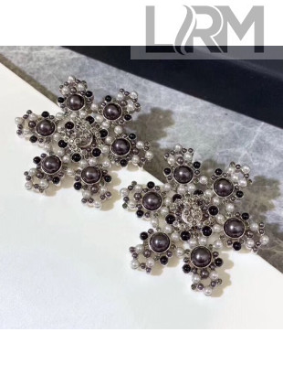 Chanel Snowflake Stud Earrings AB2208 Black 2019