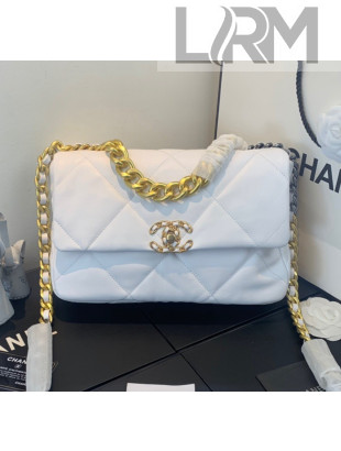 Chanel Quilted Lambskin Chanel 19 Large Flap Bag AS1161 White 2020 