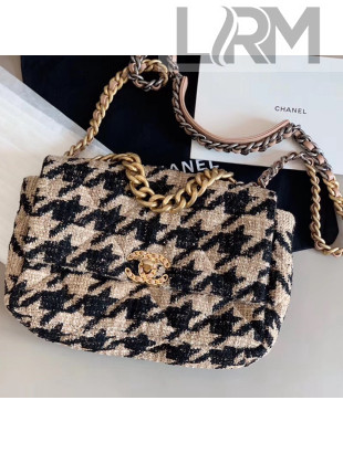 Chanel 19 Tweed Large Flap Bag AS1161 Black/Beige 2019