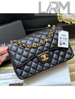 Chanel Grained Calfskin Large Classic Flap Bag A58600 Original Quality Black/Gold 02 2021