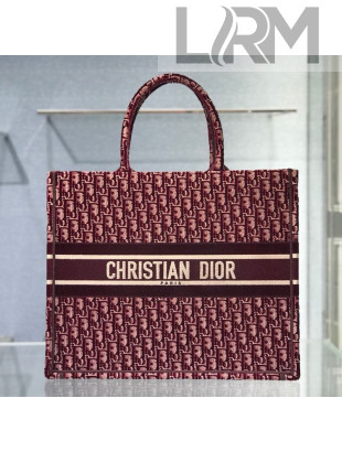 Dior Large Book Tote Bag in Burgundy Oblique Embroidered Velvet 2020