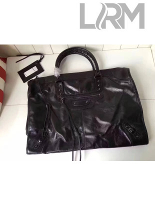Balenciaga Wax Calfskin Giant 12 Weekender Bag Black 2017