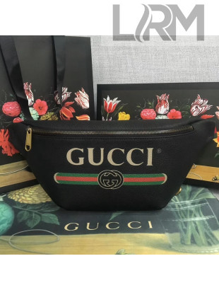 Gucci Leather Print Leahter Belt Bag 493869 Black 2018
