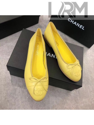 Chanel Lambskin Leather Ballerinas Yellow 2019