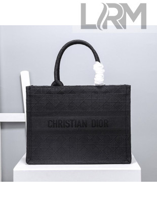 Dior Small Book Tote Bag in Black Cannage Embroidery 2020