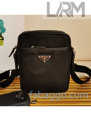 Prada Black Nylon and Saffiano Leather Vertical Bag with Strap 2VH112 Black Logo 2020