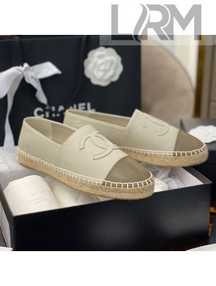 Chanel CC Lambskin Espadrilles Light Gray 2021 04