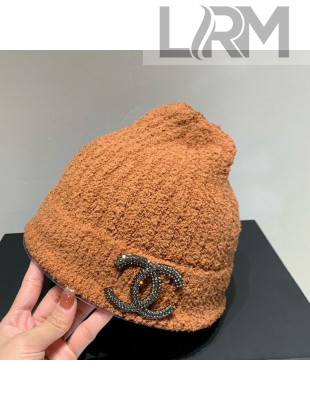 Chanel Crystal CC Knit Hat Brown 2021