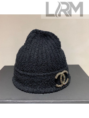 Chanel Crystal CC Knit Hat Black 2021
