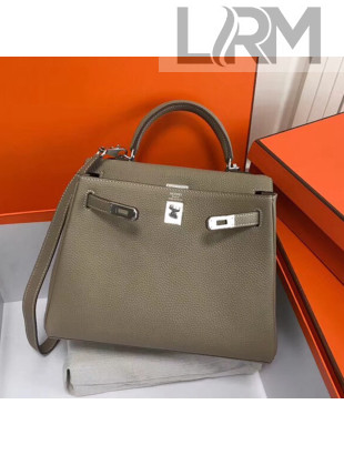 Hermes Kelly 25cm/28cm/32cm Togo Leather Bag Grey(Silver Hardware)