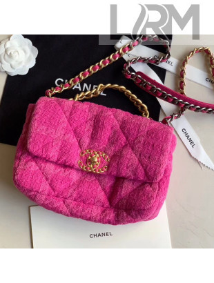 Chanel 19 Tweed Small Flap Bag Rosy AS1160 2019
