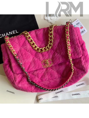 Chanel 19 Tweed Maxi Flap Bag Rosy AS1162 2019