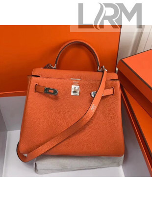 Hermes Kelly 25cm/28cm/32cm Togo Leather Bag Orange(Silver Hardware)