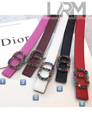 Dior Multicolor Crystal CD Buckle 30mm Belt 