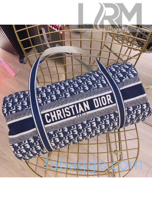 Dior Diortravel Blue Oblique Canvas Rolling Duffle Bag 2020