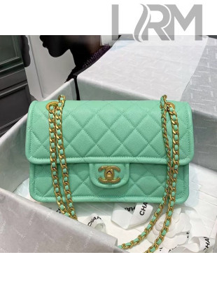 Chanel Grained Calfskin Medium Square Flap Bag AS2357 Light Blue 2021