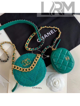 Chanel 19 Tweed Clutch with Chain & Coin Purse AP0986 Green 2019