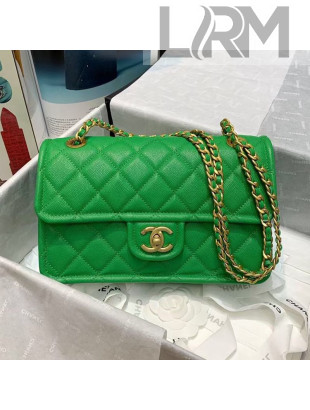 Chanel Grained Calfskin Medium Square Flap Bag AS2357 Green 2021