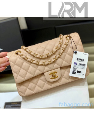 Chanel Quilted Grained Calfskin Medium Classic Flap Bag A01112 Original Quality Light Pink/Gold 2021 