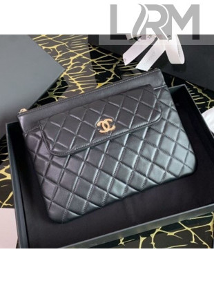 Chanel Quilted Lambskin Flap Case Pouch AP1189 Black 2020