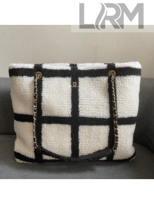 Chanel Shearling Lambskin Shopping Bag AS2756 White 2021