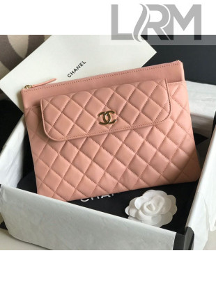 Chanel Quilted Lambskin Flap Case Pouch AP1189 Pink 2020