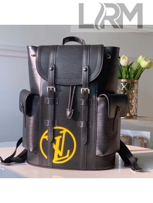 Louis Vuitton Men's Christopher Epi Leather Backpack PM M55138 Black/Yellow 2019