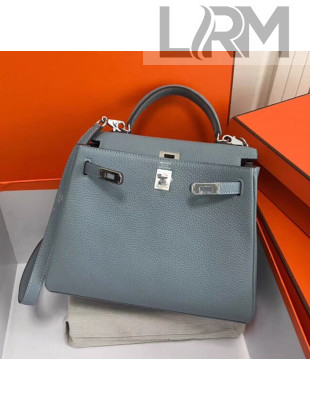 Hermes Kelly 25cm/28cm/32cm Togo Leather Bag Light Blue（Silver Hardware)