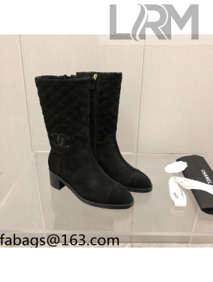 Chanel Suede Short Boots 4.5cm Black 2021 1111110