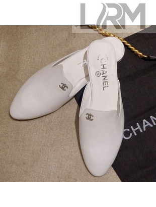 Chanel Leather Mules G34303 White 2019