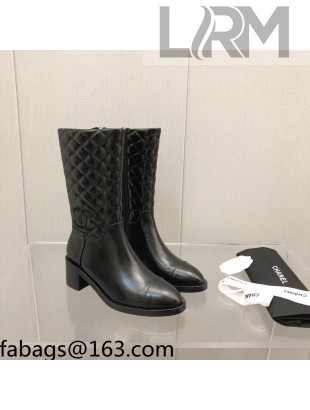 Chanel Leather Short Boots 4.5cm Black 2021 1111112