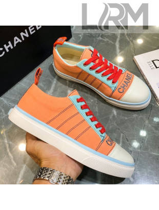 Chanel Striped Canvas Sneakers CCS01 Orange 2021