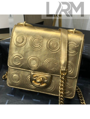 Chanel Metallic Calfskin Embossed Coco Small Flap Bag AS0931 Gold 2019