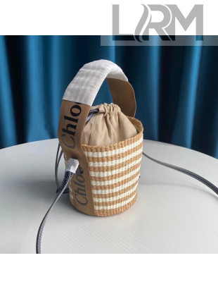 Chloe Small Woody Striped Basket Bag Brown/Beige/White 2021