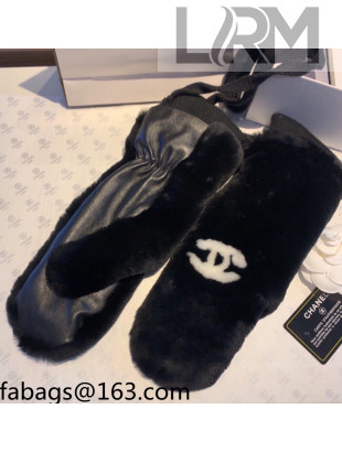 Chanel Lambskin and Rabbit Fur Long Gloves Black 2021 102901