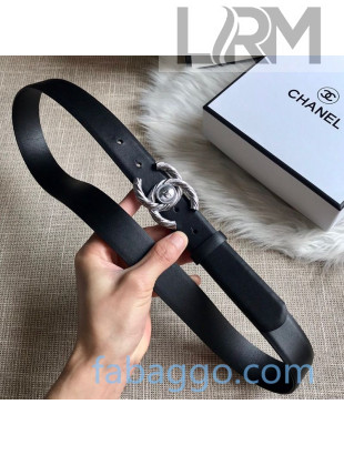 Chanel Calfskin Belt 30mm with Twist CC Buckle Black 2020