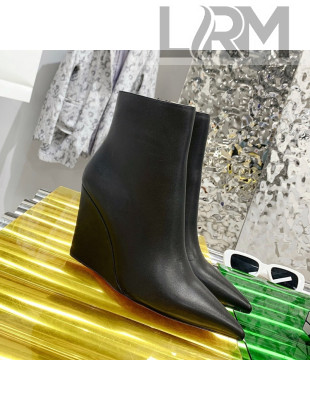 Amina Muaddi Calfskin Wedge 9.5cm Ankle Boots Black 2021 
