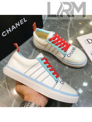 Chanel Striped Canvas Sneakers White CCS02 2021
